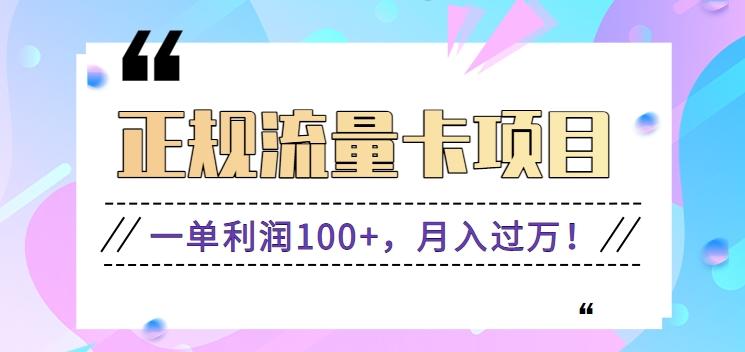 正规手机流量卡项目，一单利润100+，月入过万！人人可做(推广技术+正规渠道)-179创客网