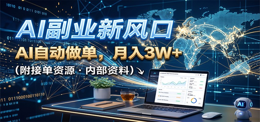 AI副业新风口，AI自动做单，月入3W+，附接单资源-179创客网
