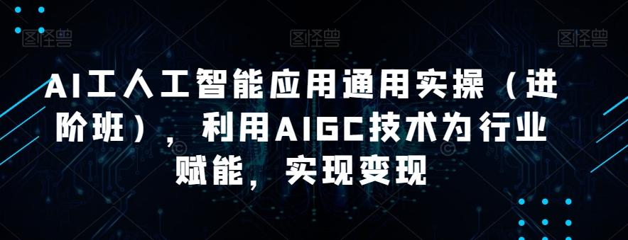 AI工人工智能应用通用实操（进阶班），利用AIGC技术为行业赋能，实现变现-179创客网