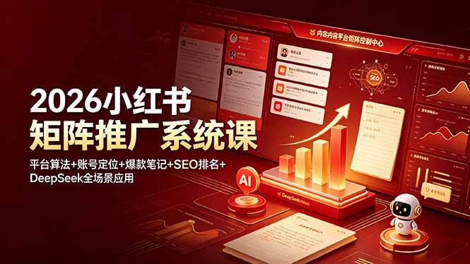 （19129期）2026小红书矩阵推广系统课：平台算法+账号定位+爆款笔记+SEO排名+DeepSeek全场景应用-179创客网