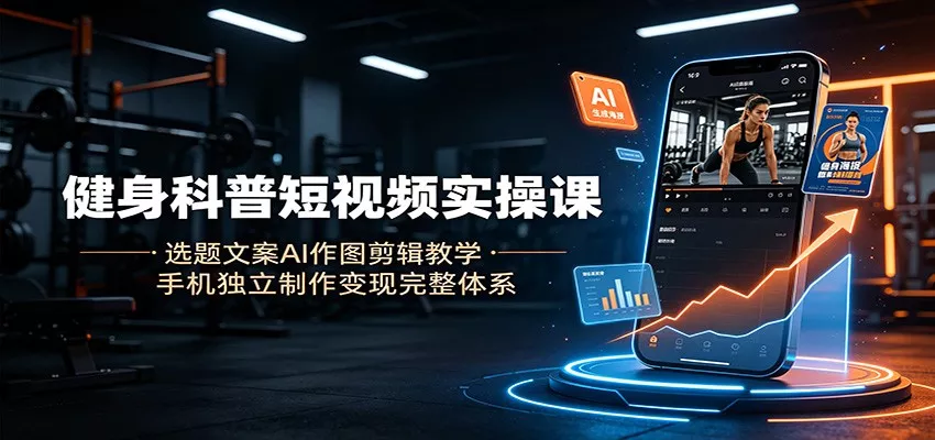 健身科普短视频实操课：选题文案AI作图剪辑教学，手机独立制作变现完整体系-179创客网