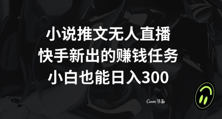 小说推文无人直播，快手新出的赚钱任务，小白也能日入300+【揭秘】-179创客网