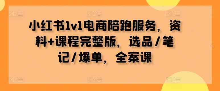 小红书1v1电商陪跑服务，资料+课程完整版，选品/笔记/爆单，全案课-179创客网