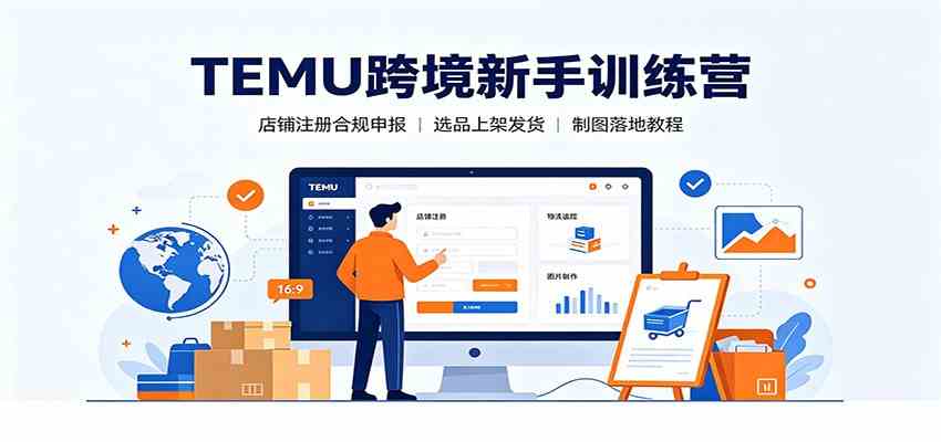 TEMU跨境新手训练营：店铺注册合规申报，选品上架发货制图落地教程-179创客网