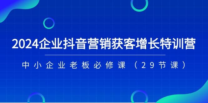 2024企业抖音-营销获客增长特训营，中小企业老板必修课(29节课-179创客网