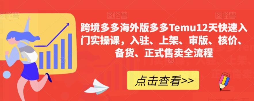 跨境多多海外版多多Temu12天快速入门实操课，入驻、上架、审版、核价、备货、正式售卖全流程-179创客网