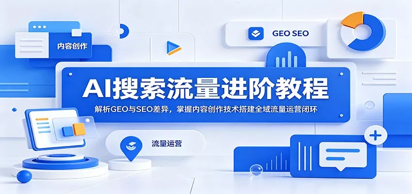 AI搜索流量进阶教程：解析GEO与SEO差异，掌握内容创作技术搭建全域流量运营闭环-179创客网