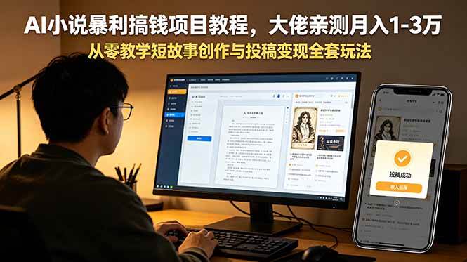 （18898期）AI小说暴利搞钱项目教程，大佬亲测月入1-3万，从零教学短故事创作与投稿变现全套玩法-179创客网