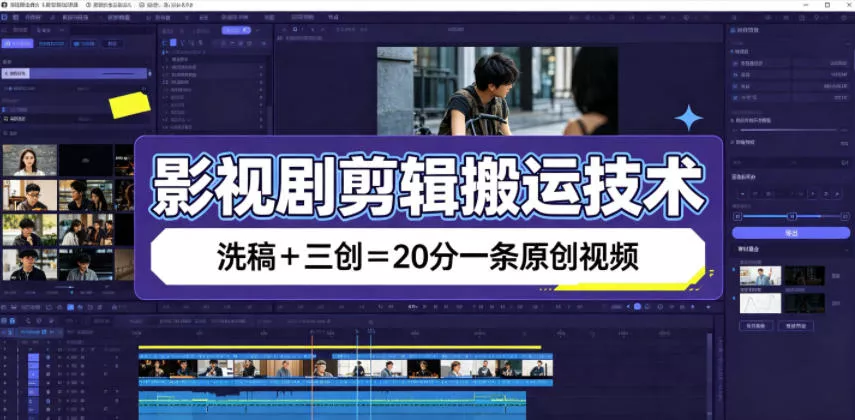 影视剧剪辑搬运技术，洗稿+三创=20分一条原创视频-179创客网