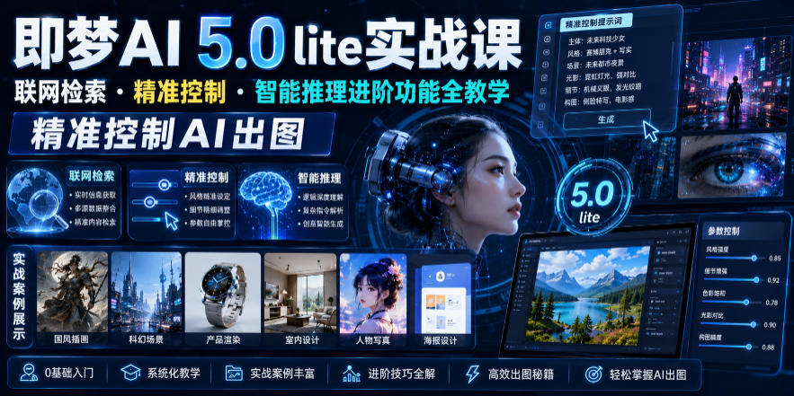 即梦AI 5.0 lite实战课，联网检索・精准控制・智能推理进阶功能全教学，精准控制AI出图-179创客网