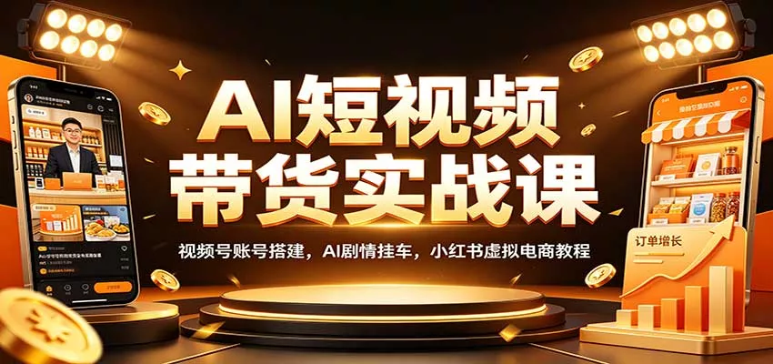 AI短视频带货实战课：视频号账号搭建，AI剧情挂车，小红书虚拟电商教程-179创客网