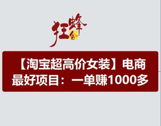 淘宝超高价女装项目，电商最好赛道，一单赚1000多-179创客网