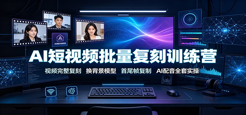 AI短视频批量复刻训练营：视频完整复刻，换背景模型、首尾帧复制、AI配音全套实操-179创客网
