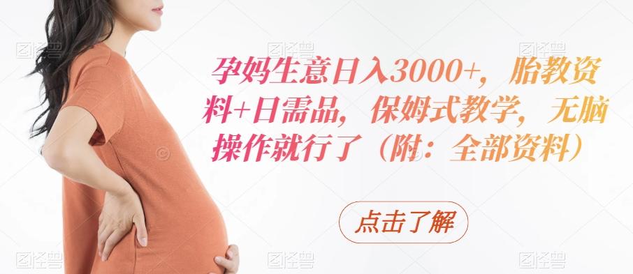 孕妈生意日入3000+，胎教资料+日需品，保姆式教学，无脑操作就行了（附：全部资料）-179创客网