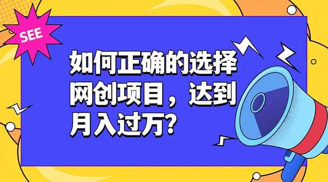 （19176期）如何正确的选择网创项目，达到月入过万？，本课程教你正确选择项目。-179创客网