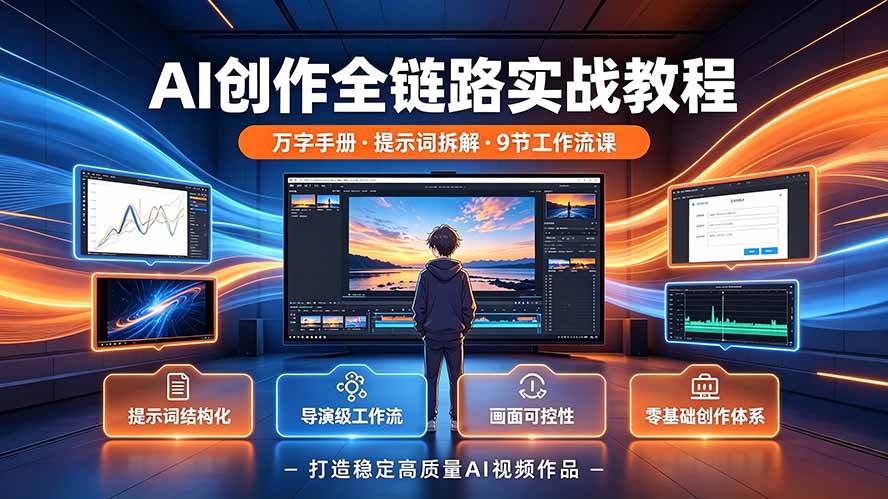 （19247期）AI创作全链路实战教程｜万字手册·提示词拆解·9节工作流课，打造稳定高质量AI视频作品-179创客网