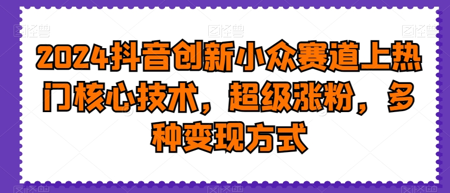 2024抖音创新小众赛道上热门核心技术，超级涨粉，多种变现方式【揭秘】-179创客网
