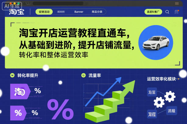 淘宝开店运营教程直通车，从基础到进阶，提升店铺流量，转化率和整体运营效率（更新26年07月11日）-179创客网