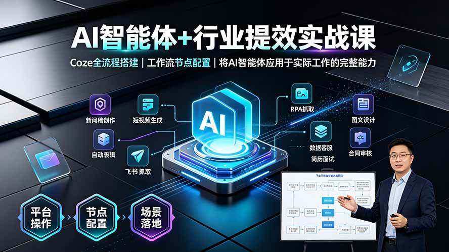 （19281期）AI智能体+行业提效实战课·Coze全流程搭建｜工作流节点配置｜将AI智能体应用于实际工作的完整能力-179创客网