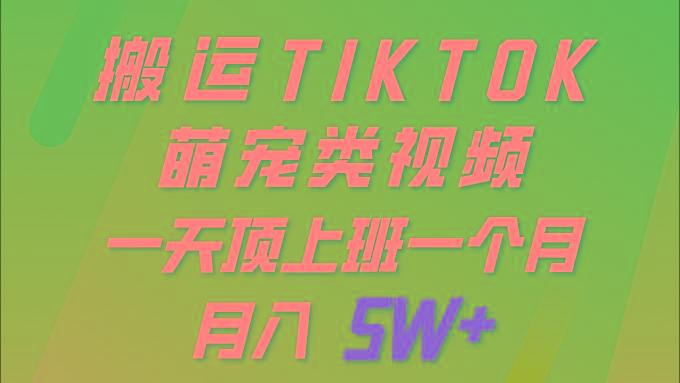 (9931期)一键搬运TIKTOK萌宠类视频 一部手机即可操作 所有平台均可发布 轻松月入5W+-179创客网