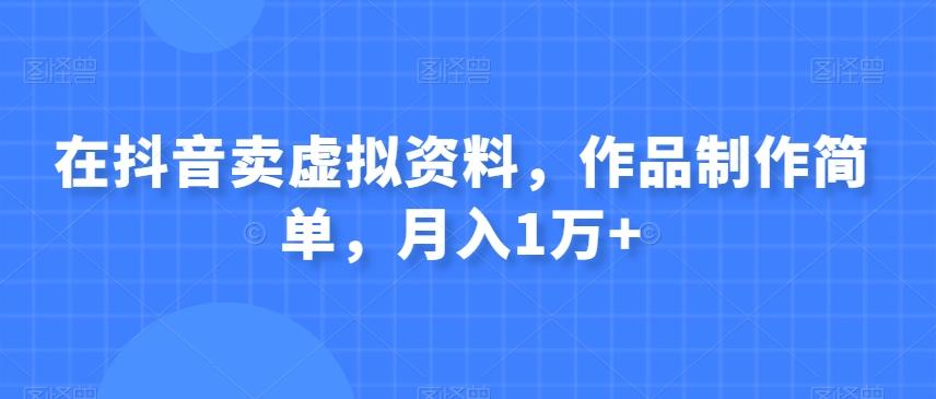 在抖音卖虚拟资料，作品制作简单，月入1万+-179创客网