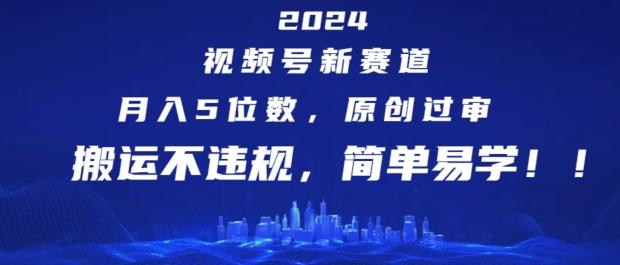 2024视频号新赛道，月入5位数+，原创过审，搬运不违规，简单易学【揭秘】-179创客网