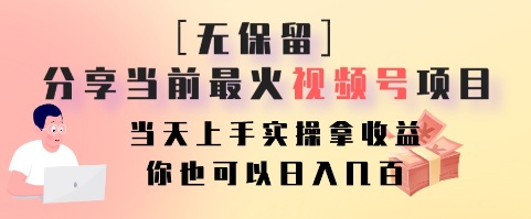 无保留分享当前最火视频号项目，当天上手实操拿收益，你也可以日入几百-179创客网