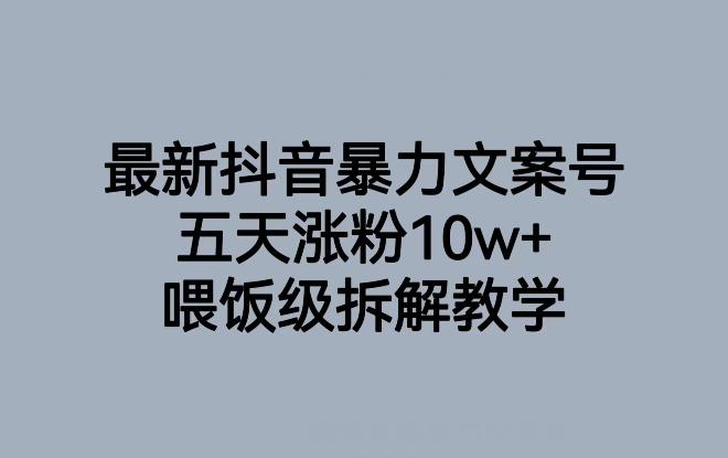 最新抖音暴力文案号，五天涨粉10w+，喂饭级拆解教学-179创客网