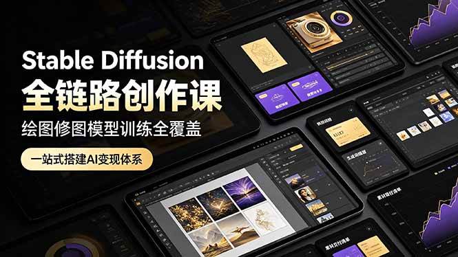（19154期）Stable Diffusion全链路创作课，绘图修图模型训练全覆盖，一站式搭建AI变现体系-179创客网