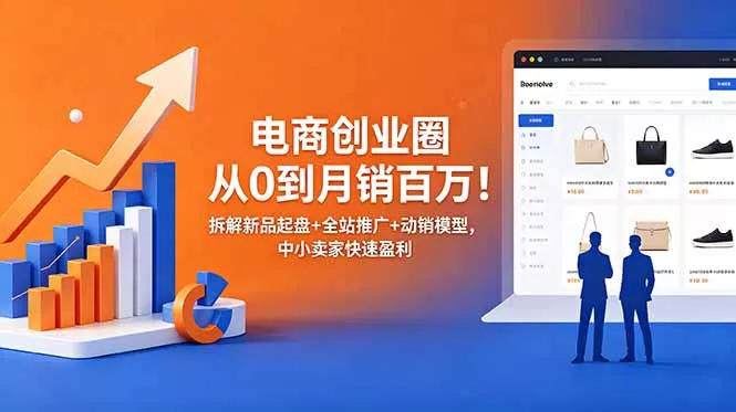 电商创业圈从0到月销百万！拆解新品起盘+全站推广+动销模型，中小卖家快速盈利-179创客网