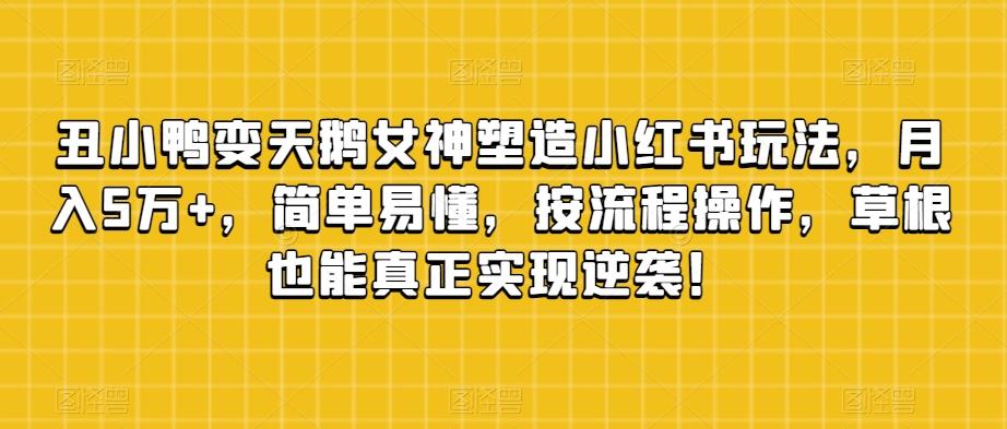 丑小鸭变天鹅女神塑造小红书玩法，月入5万+，简单易懂，按流程操作，草根也能真正实现逆袭！-179创客网