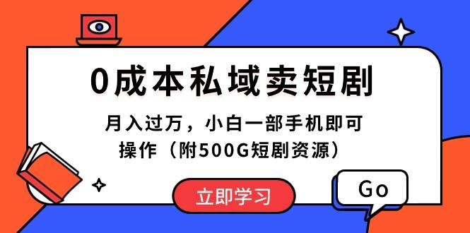 0成本私域卖短剧，月入过万，小白一部手机即可操作(附500G短剧资源-179创客网
