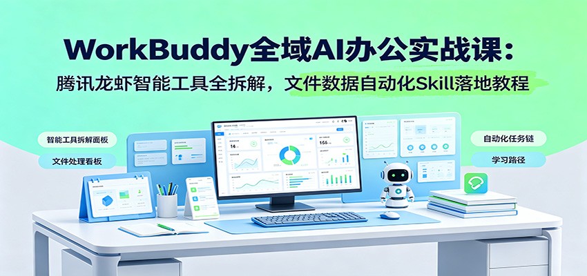 WorkBuddy全域AI办公实战课：腾讯龙虾智能工具全拆解，文件数据自动化Skill落地教程-179创客网