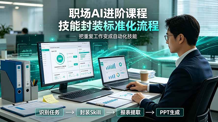 （19369期）职场AI进阶课程；多类实用Skill工具实操，专属技能封装标准化流程，报表行业报告一键提取核心内容-179创客网