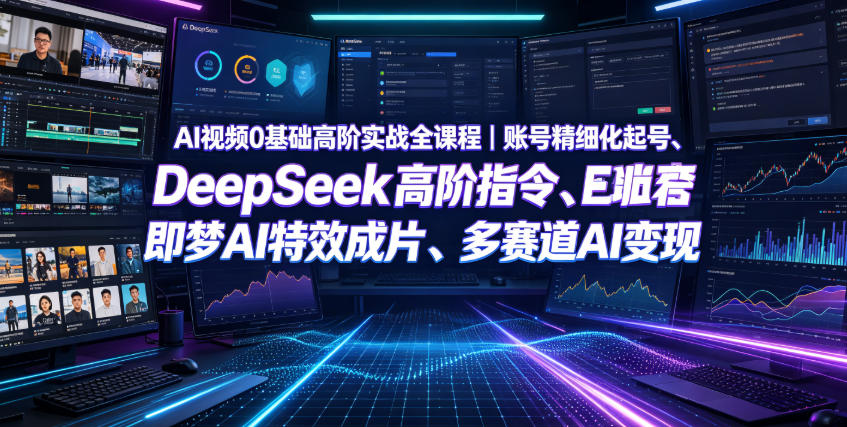 AI视频0基础高阶实战全课程｜账号精细化起号、DeepSeek高阶指令、即梦AI特效成片、多赛道AI短视频量产变现-179创客网