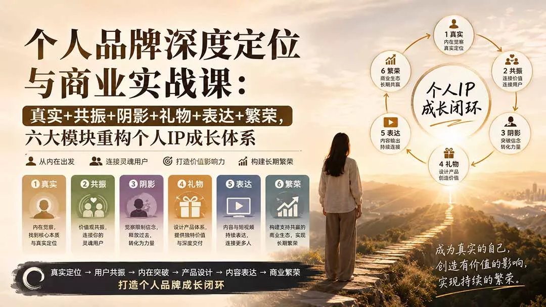 个人品牌深度定位与商业实战课：真实+共振+阴影+礼物+表达+繁荣，六大模块重构个人IP成长体系-179创客网
