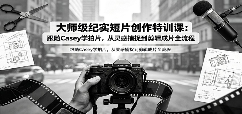 大师级纪实短片创作特训课：跟随Casey学拍片，从灵感捕捉到剪辑成片全流程-179创客网