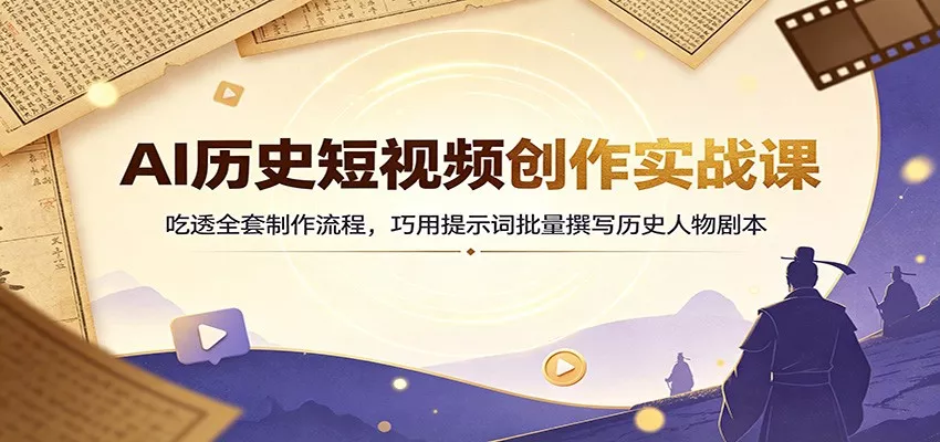 AI历史短视频创作实战课：吃透全套制作流程，巧用提示词批量撰写历史人物剧本-179创客网
