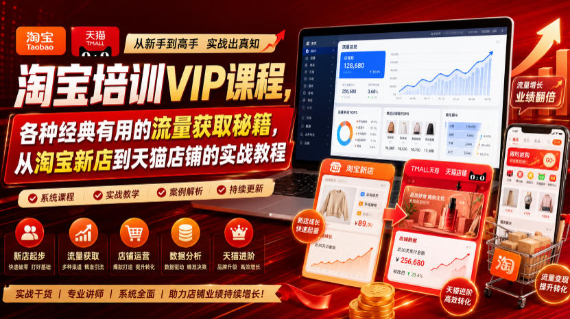淘宝培训VIP课程，各种经典有用的流量获取秘籍，从淘宝新店到天猫店铺的实战教程（更新08月12日）-179创客网