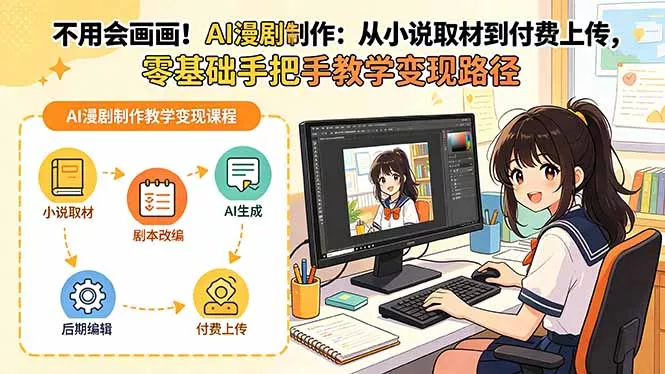 不用会画画！AI漫剧制作：从小说取材到付费上传，零基础手把手教学变现路径(更新-179创客网
