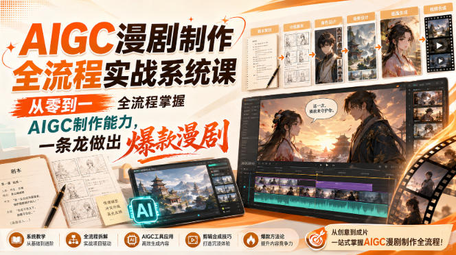 AIGC漫剧制作全流程实战系统课，从零到一全流程掌握AIGC制作能力，一条龙做出爆款漫剧-179创客网