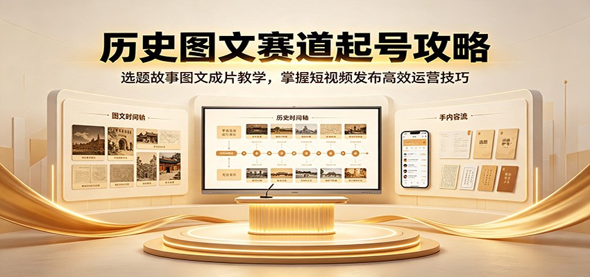 历史图文赛道起号攻略：选题故事图文成片教学，掌握短视频发布高效运营技巧-179创客网