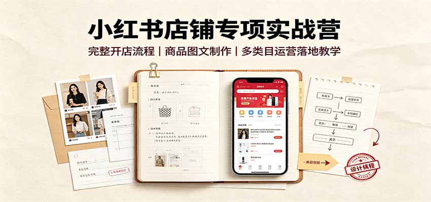 小红书店铺专项实战营：完整开店流程，商品图文制作，多类目运营落地教学-179创客网