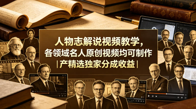 人物志解说视频教学，各领域名人原创视频均可制作丨精选独家分成收益(更新0430)-179创客网