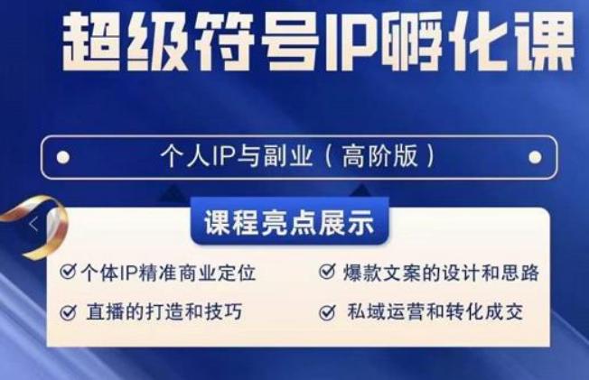 超级符号IP孵化高阶课，建立流量思维底层逻辑，打造属于自己IP（51节课）-179创客网