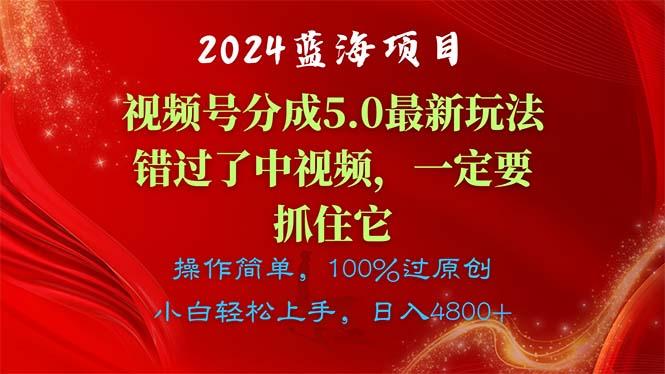 2024蓝海项目，视频号分成计划5.0最新玩法，错过了中视频，一定要抓住…-179创客网