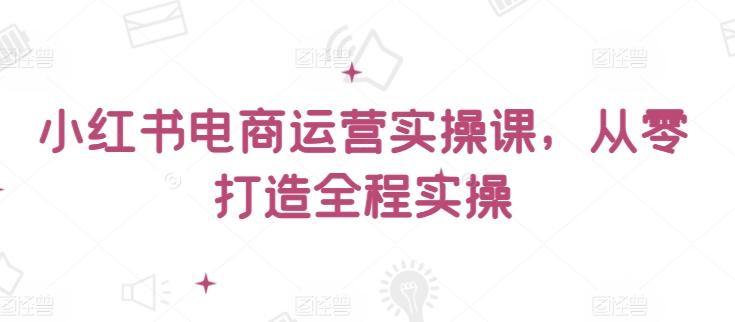 小红书电商运营实操课，​从零打造全程实操-179创客网