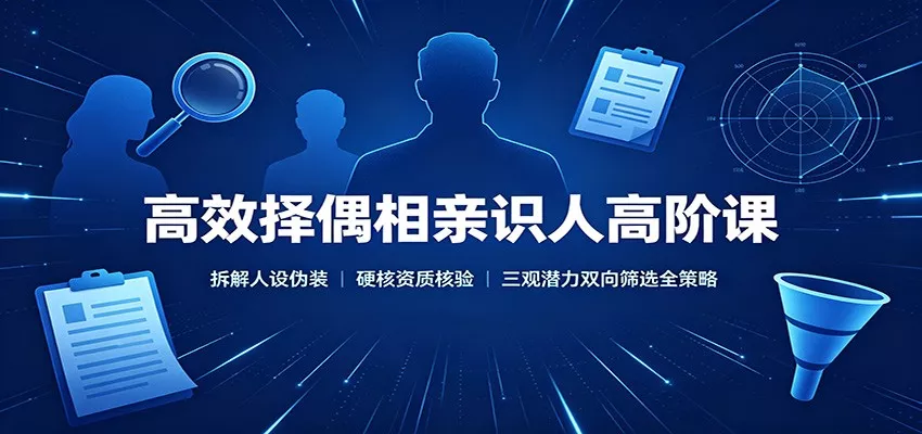 高效择偶相亲识人高阶课：拆解人设伪装，硬核资质核验，三观潜力双向筛选全策略-179创客网