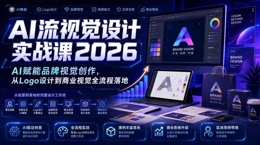 AI流视觉设计实战课2026：AI赋能品牌视觉创作，从Logo设计到商业视觉全流程落地-179创客网