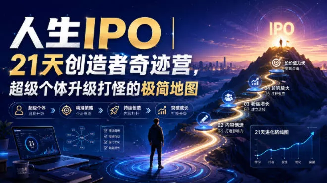 人生IPO︱21天创造者奇迹营，超级个体升级打怪的极简地图-179创客网